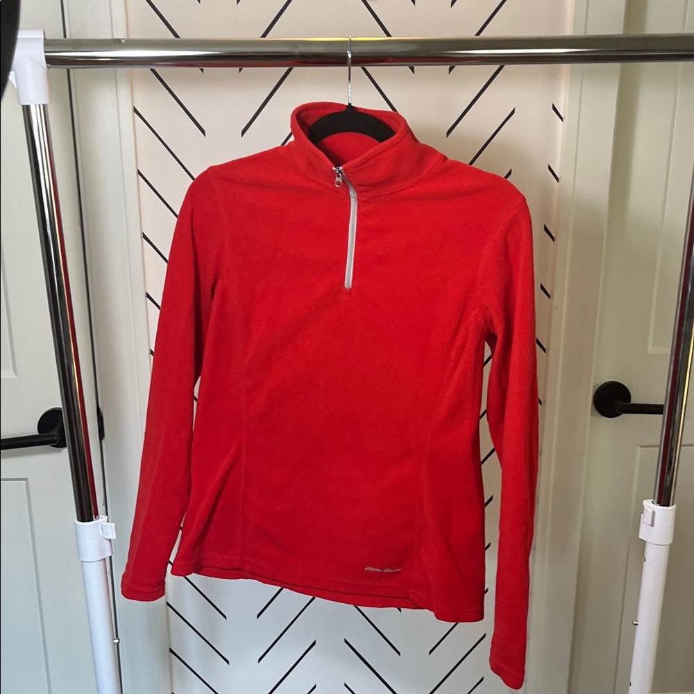 Eddie Bauer Women's Red Fleece Three Quarter Zip